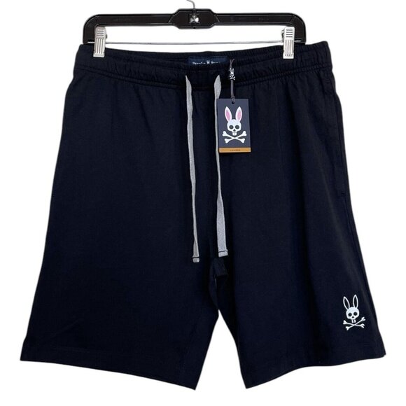 Psycho Bunny Shorts Mens Size Medium Sweat Shorts Black Drawstring Lounge Logo